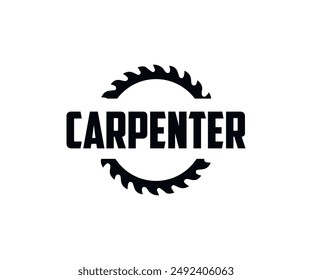Wood Carpenter logo design. Blade or circular saw for sawing of woodmaster or carpenter vector design and illustration.

