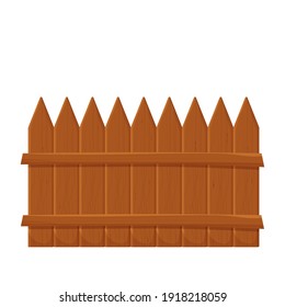 Wood cartoon fence textured, detailed isolated on white background. Rustic construction from planks, rural old barrier. 