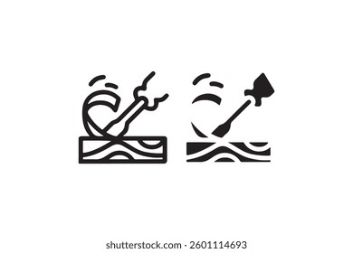 Wood carving chisel tool icon black outline Vector