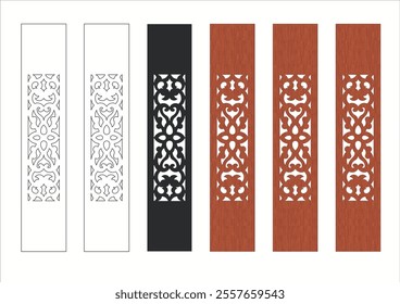 Wood carving design for fencing or balustarde with floral motive for traditional tropical house and resort in malaysia, indonesia and thailand