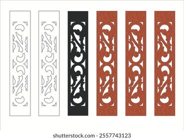 Wood carving design for fencing or balustrade with floral motive for traditional tropical house and resort in malaysia, indonesia and thailand