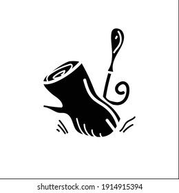 Wood carving glyph icon. Woodworking by means of cutting tool creating wooden figure or sculptural ornamentation. Woodworking concept. Filled flat sign. Isolated silhouette vector illustration