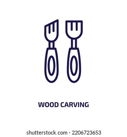 Wood Carving Icon From Activity And Hobbies Collection. Thin Linear Wood Carving, Wood, Wooden Outline Icon Isolated On White Background. Line Vector Wood Carving Sign, Symbol For Web And Mobile