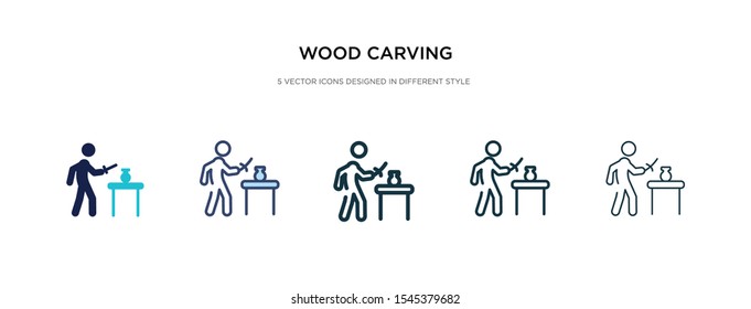 wood carving icon in different style vector illustration. two colored and black wood carving vector icons designed in filled, outline, line and stroke style can be used for web, mobile, ui