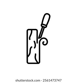 wood carving icon vector, line style icon