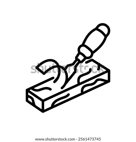 wood carving icon vector, line style icon