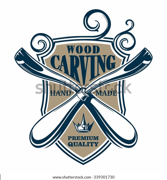 Wood Carving Logo Stock Vector (Royalty Free) 339301730