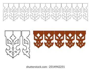 Holzschnitzerei Dachhaut Paneel Faszienbrett Design mit floralem Motiv für traditionelles tropisches Haus und Resort