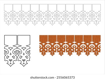 Wood carving roof skirting panel fascia board design with floral motive for traditional tropical house and resort