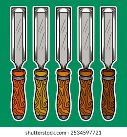 Wood Carving Tool Sticker Illustration