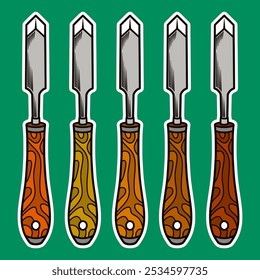 Wood Carving Tool Sticker Illustration