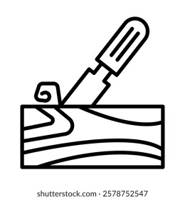 Wood Carving Vector Line Icon Design