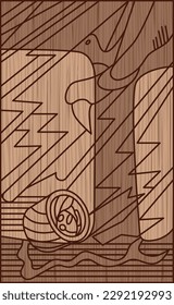 Wood carving-style Hanafuda Shimotsuki Tochi November Tochi no Kasu