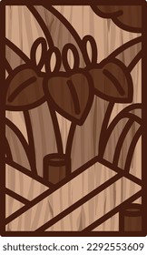 Wood carving-style mini Hanafuda iris Yatsuhashi Moriwaka Satsuki May iris and Yatsuhashi