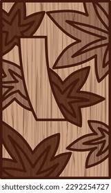 Wood carving-style simple Hanafuda Kannazuki autumn leaves short blue October 