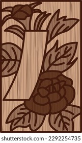Wood carving-style simple Hanafuda Minazuki peony short blue June peony and short blue