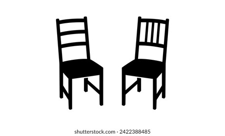 wood chair, black isolated silhouette