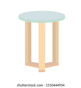 Wood chair.  Light green and brown. Flat design icon vector illustration.