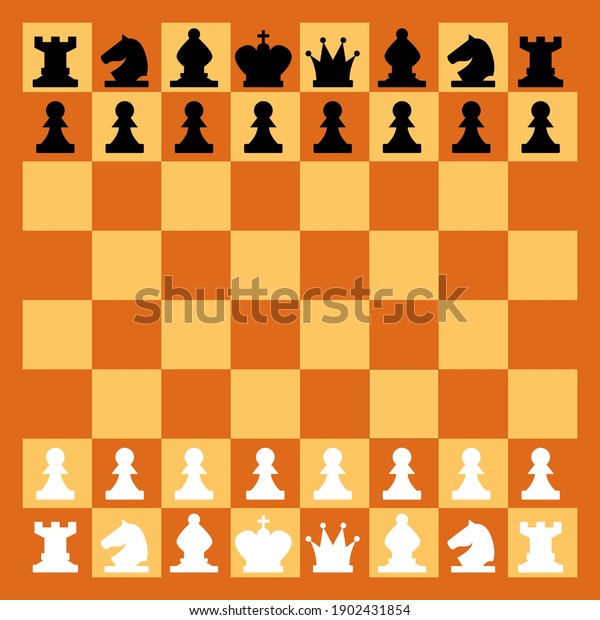 Wood checkered chess\
board with chess pieces. Chessman in flat style. Game figures\
vector illustration. Strategy game, intelligent hobby activity,\
competition or tournament