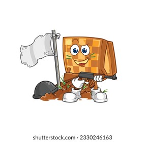 the wood chess army character. cartoon mascot vector