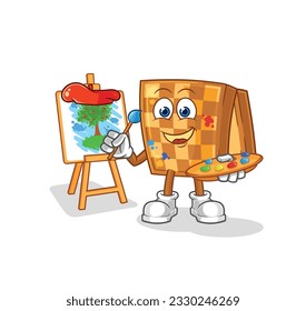 the wood chess artist mascot. cartoon vector