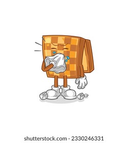 the wood chess blowing nose character. cartoon mascot vector