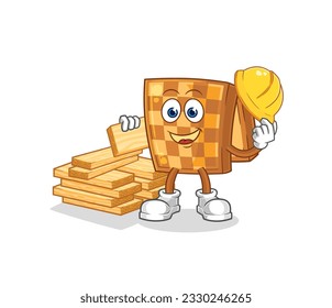 the wood chess builder vector. cartoon character