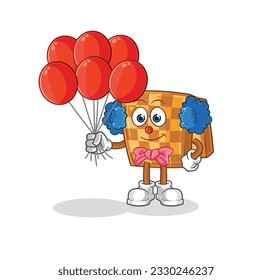 the wood chess clown with balloons vector. cartoon character