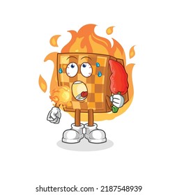 the wood chess eat hot chilie mascot. cartoon vector