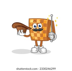 the wood chess fencer character. cartoon mascot vector