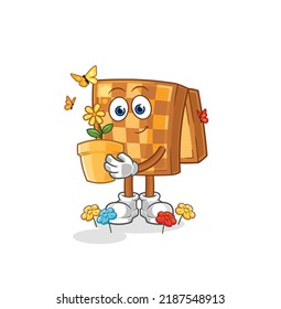 the wood chess with a flower pot. character vector