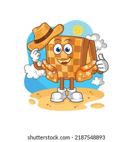 the wood chess go on vacation. cartoon mascot vector