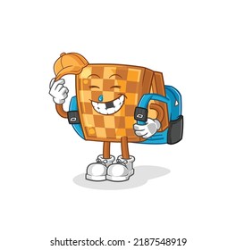 the wood chess goes to school vector. cartoon character