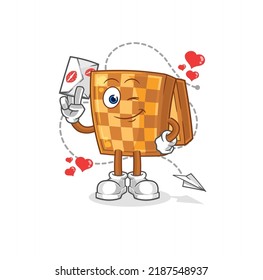 the wood chess hold love letter illustration. character vector