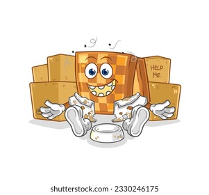 the wood chess homeless character. cartoon mascot vector