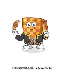 the wood chess Javanese character. cartoon mascot vector