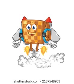 the wood chess with jetpack mascot. cartoon vector