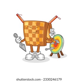 the wood chess ninja cartoon. character vector