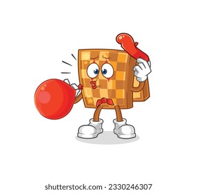 the wood chess pantomime blowing balloon. cartoon mascot vector