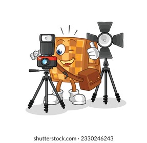 the wood chess photographer character. cartoon mascot vector