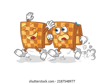 the wood chess play chase cartoon. cartoon mascot vector