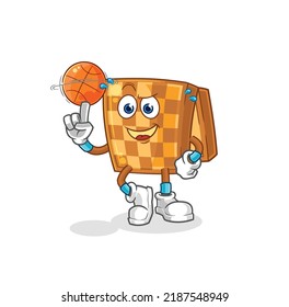 the wood chess playing basket ball mascot. cartoon vector