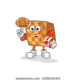 the wood chess playing rugby character. cartoon mascot vector