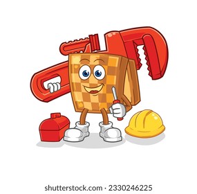 the wood chess plumber cartoon. cartoon mascot vector