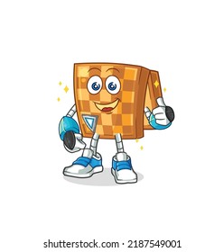 the wood chess robot character. cartoon mascot vector