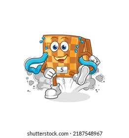 the wood chess runner character. cartoon mascot vector