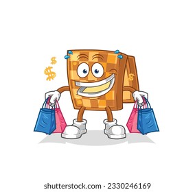 the wood chess shoping mascot. cartoon vector