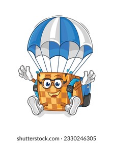 the wood chess skydiving character. cartoon mascot vector