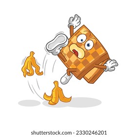 the wood chess slipped on banana. cartoon mascot vector