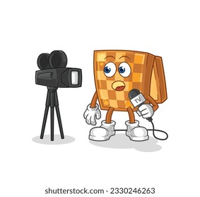 the wood chess tv reporter cartoon. cartoon mascot vector
